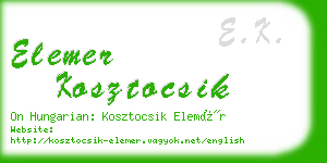 elemer kosztocsik business card